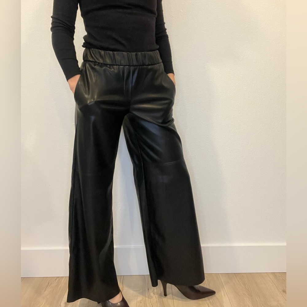Banana Republic Factory super soft faux leather Black Wide-Leg Pants
